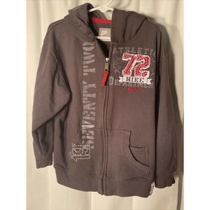 Nike Full Zip Fleece Hoodie•Lightweight Jacket•Kids Size: 6• Black/Red/White